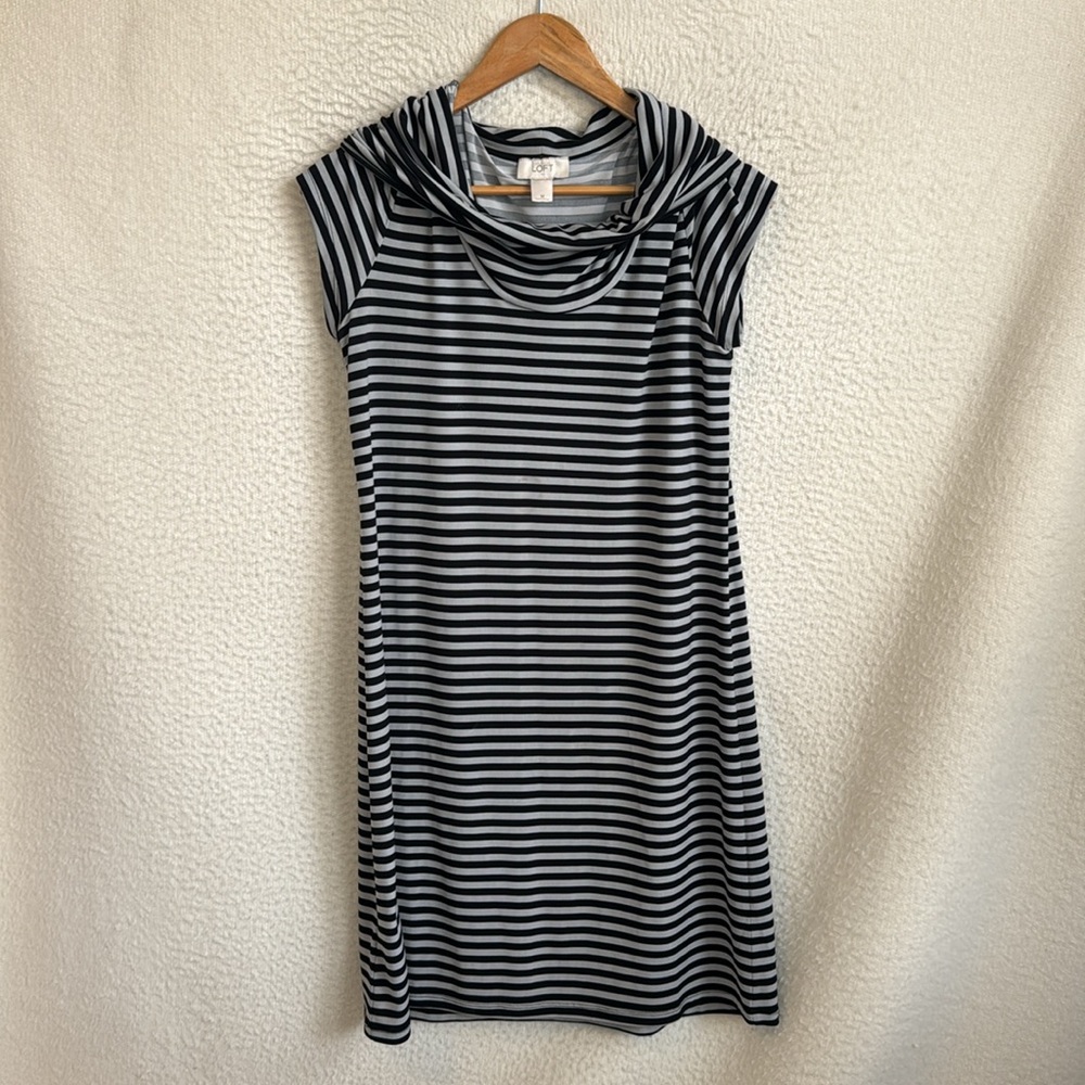 LOFT Black and White Striped Dress